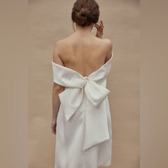 Amsale Mikado Off-The-Shoulder Shift Dress Elegant/ size 2 - Picture 5 of 11